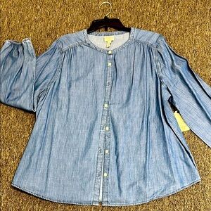 St. John’s Bay Blue Denim Shirt women’s XXL NWT